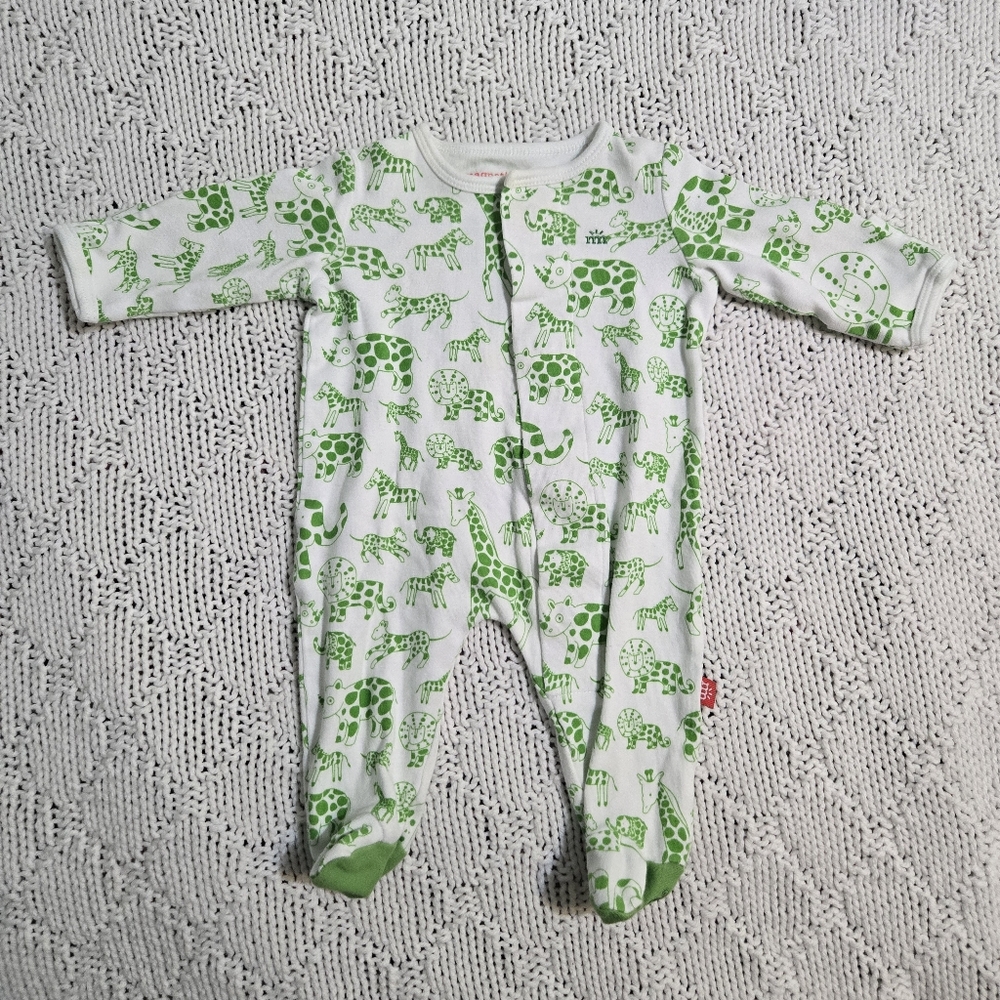 Magnetic Me Newborn Onesie with Green Animal Print